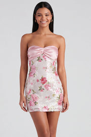 Light Pink Bodycon Strapless Mini Short Formal Dress with Sequins