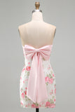 Light Pink Bodycon Strapless Mini Short Formal Dress with Sequins