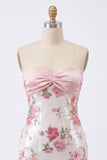 Light Pink Bodycon Strapless Mini Homecoming Dress with Sequins