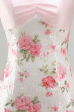 Light Pink Bodycon Strapless Mini Short Formal Dress with Sequins