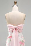 Light Pink Bodycon Strapless Mini Short Formal Dress with Sequins