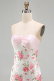 Light Pink Bodycon Strapless Mini Short Formal Dress with Sequins