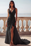 Ivory V-Neck Mermaid Ruffled Ruched Wedding Dress