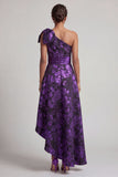One Shoulder Dark Purple High Low A Line Mother Of the Bride Dress