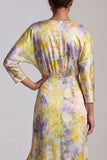 V Neck Yellow Ruffled High Low Mother Of the Bride Dress