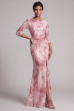 Blush Sequin 3/4 Sleeve Mermaid Mother Of the Bride Dress