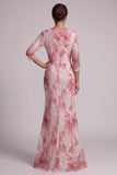 Blush Sequin 3/4 Sleeve Mermaid Mother Of the Bride Dress