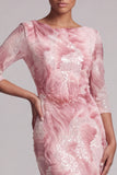 Blush Sequin 3/4 Sleeve Mermaid Mother Of the Bride Dress
