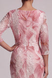 Blush Sequin 3/4 Sleeve Mermaid Mother Of the Bride Dress