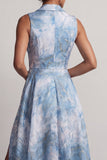 Lake Blue Notched Lapel A Line Mother Of the Bride Dress