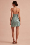 Sparkly Light Green Halter Neck Tight Mini Sequins Cocktail Dress