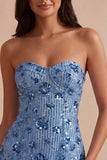 Sparkly Sky Blue Sweetheart Bodycon Sequins Homecoming Dress