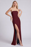 Black Strapless Mermaid Floral Long Formal Dress with Slit