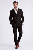 Beige Peak Lapel Double Breasted 2 Piece Men's Suits