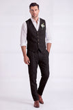 Light Khaki 2 Piece V-Neck Single Breasted Men Formal Suits