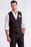 Light Khaki 2 Piece V-Neck Single Breasted Men Formal Suits