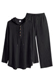 Casual 2 Piece Outfits Lightweight Long Sleeve Hooded Shirt and Loose Pants Set