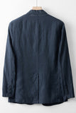 Beige Linen Notched Lapel Men's Jacket