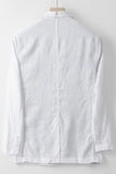 Beige Linen Notched Lapel Men's Jacket