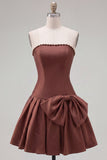 Mint Strapless Pearls A-Line Homecoming Dress with Bow