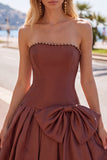 Mint Strapless Pearls A-Line Homecoming Dress with Bow