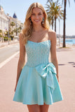 Yellow Sweetheart A-Line Pearls Corset Homecoming Dress with Bow