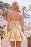 Satin A-Line Blue Sweetheart Floral Corset Homecoming Dress