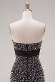 Black Strapless Bodycon Pearl Ruffled Homecoming Dress with Bow