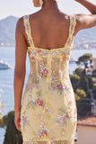 Green Thick Straps Mermaid Sequins Maxi Floral Dress