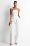 White 2-Piece Strapless Double Breasted Slim Fit Women Suits