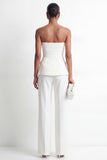 White 2-Piece Strapless Double Breasted Slim Fit Women Suits
