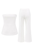 White 2-Piece Strapless Double Breasted Slim Fit Women Suits