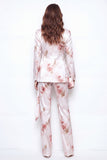 2 Piece White Red Flower Satin Peak Lapel Double Breasted Floral Women Suits