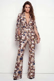 Sparkly Black Peak Lapel One Button Floral Sequins Women Suits