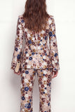 Sparkly Black Peak Lapel One Button Floral Sequins Women Suits