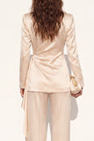 Satin Champagne Peak Lapel 2 Piece Women Suits