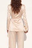 Satin Champagne Peak Lapel 2 Piece Women Suits