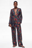 Black 2 Piece One Button Floral Jacquard Women Suits