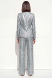 Blush Floral Peak Lapel 2 Piece Double Breasted Women Suits with Pockets