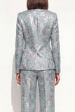 Blush Floral Peak Lapel 2 Piece Double Breasted Women Suits with Pockets