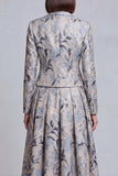 2 Piece Ivory Yellow Flower Peak Lapel Women's Skirt Suits with Pockets