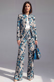 Dusty Green Open-front 2 Piece Slim Fit Floral Women's Suits