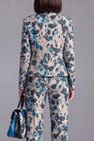 Dusty Green Open-front 2 Piece Slim Fit Floral Women's Suits