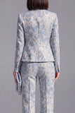 Dusty Green Open-front 2 Piece Slim Fit Floral Women's Suits