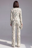 Dusty Green Open-front 2 Piece Slim Fit Floral Women's Suits