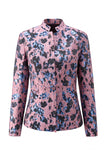 Dusty Green Open-front 2 Piece Slim Fit Floral Women's Suits