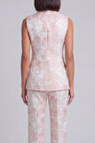 Blue 2 Piece Shawl Lapel Floral Double Breasted Women's Suits with Pockets