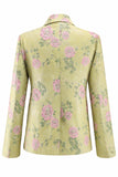 2 Piece Sage Green Shawl Lapel Floral Women's Suits