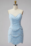 Sweetheart Pink Bodycon Short Formal Dress with Beading