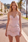 Sweetheart Pink Bodycon Homecoming Dress with Beading
